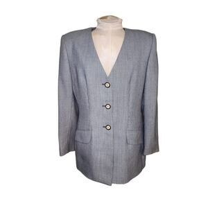 John Meyer Womens Vintage Blazer Coat Jacket HoNavy Houndstooth‎ Size 8